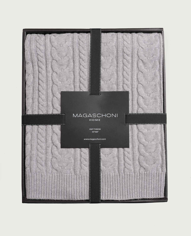 Magaschoni 50x60 Soft Cable Knit Throw Blanket