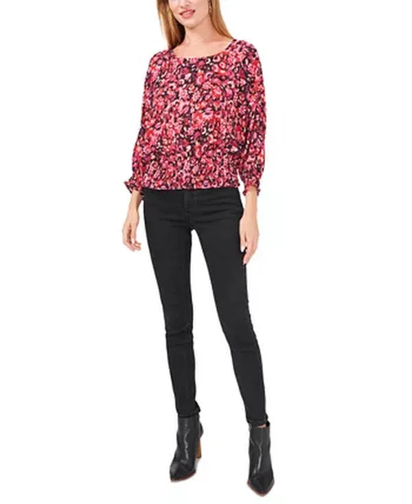 Vince Camuto Floral-Print Smocked Peasant Top