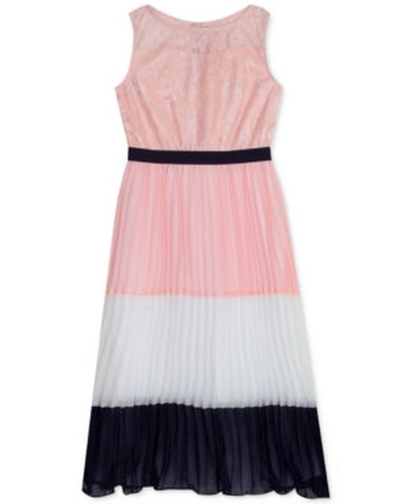 Rare Editions Little Girls Pleated Maxi Dress, Pink, Size 6