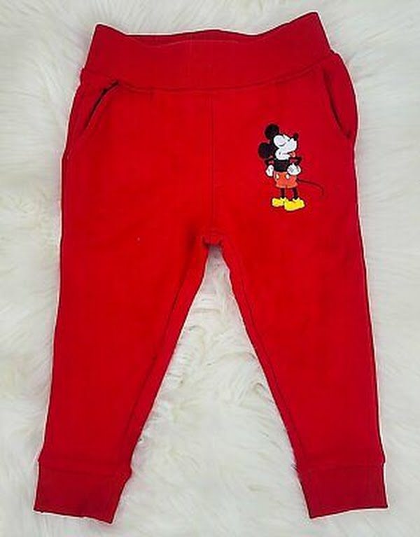 Disney Kids Mickey Mouse Red Jogger Pants, Size 3