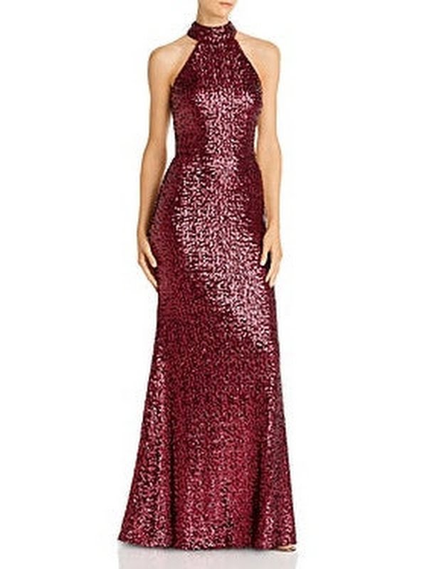 Aqua Sequin Mock Neck Gown, Size 4