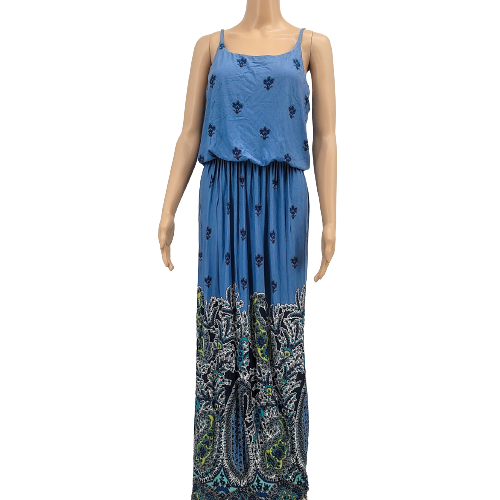 Cato Womens Floral Sleeveless Full Length Summer Maxi Dress, Size S/Blue Cato Womens Floral Sleeveless Full Length Summer Maxi Dress, Size S/Blue