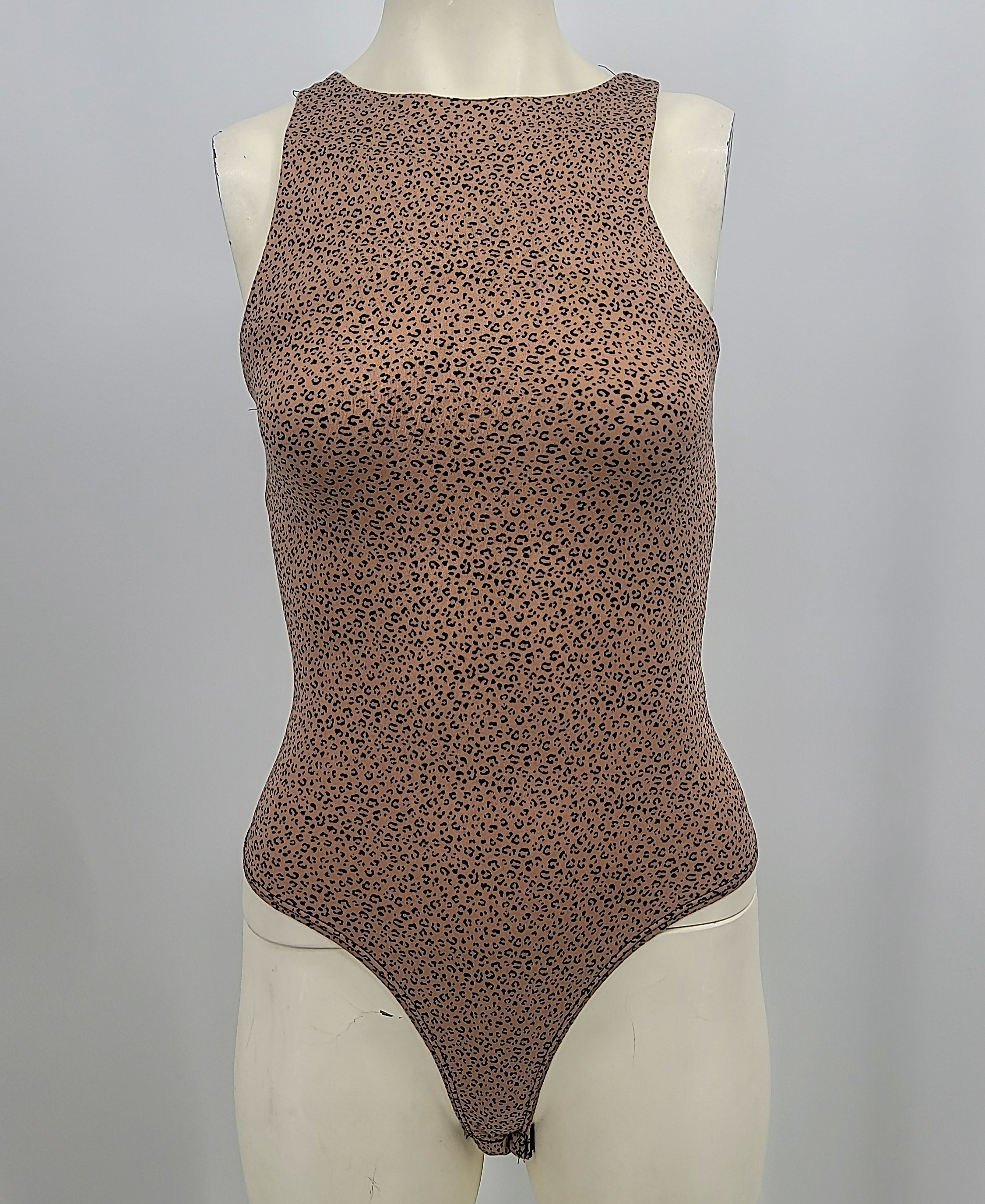 Gaze DTLA Womens Leopard Print Bodysuit, Size XS