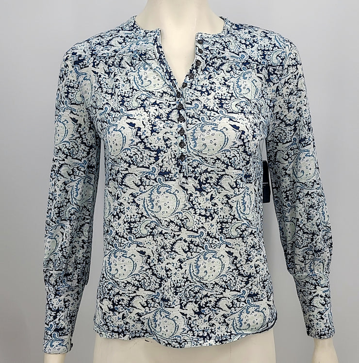 Lucky Brand Womens Printed Button-Down Blouse