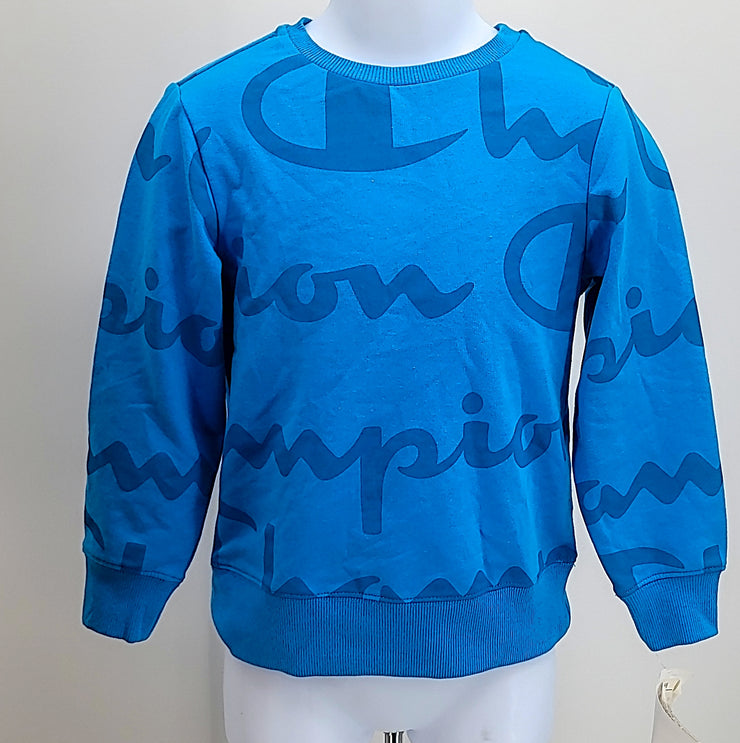Champion Graphic Logo Kids Crew Neck Sweatshirt, Size 6/Blue