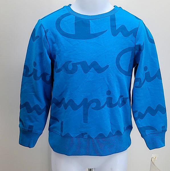 Champion Graphic Logo Kids Crew Neck Sweatshirt, Size 6/Blue