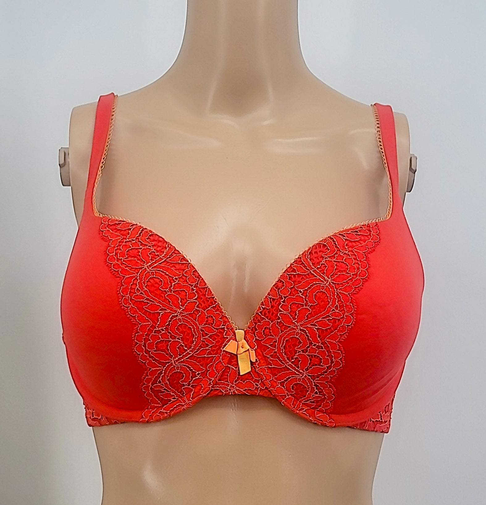 Victorias Secret Underwire Padded Push Up Plunge Bra Red 34D