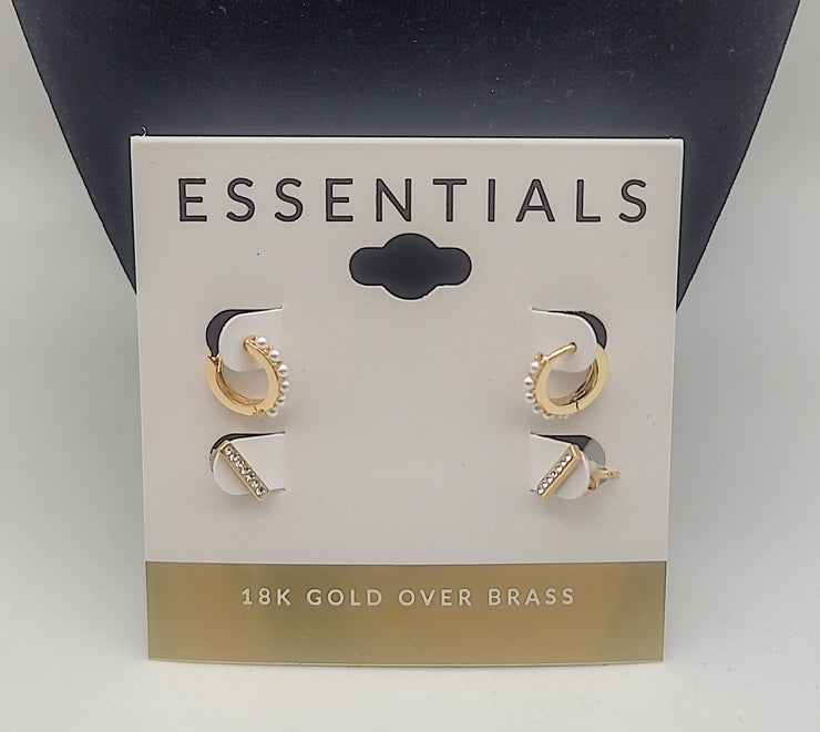 And Now This Gold Plated 2-Piece Bar Post and Hoop Earrings Set