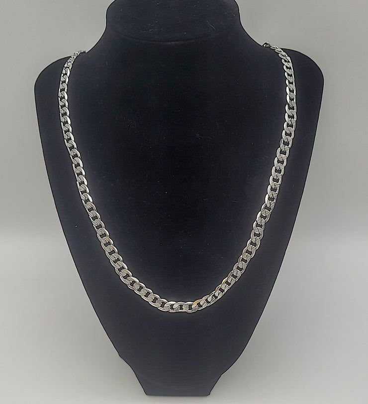 Mens Curb Chain Necklace in Sterling Silver 22 Inches