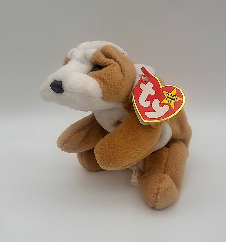 Wrinkles the Bull Dog Ty Beanie Baby With PVC Pellets and Errors