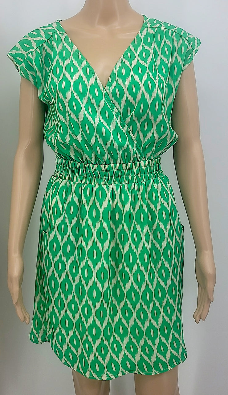 Annabella Green Patterned Dress, Size Small