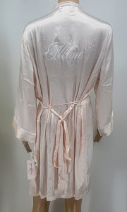 Linea Donatella Mom Lace Trim Embroidered Wrap Robe, Size Large