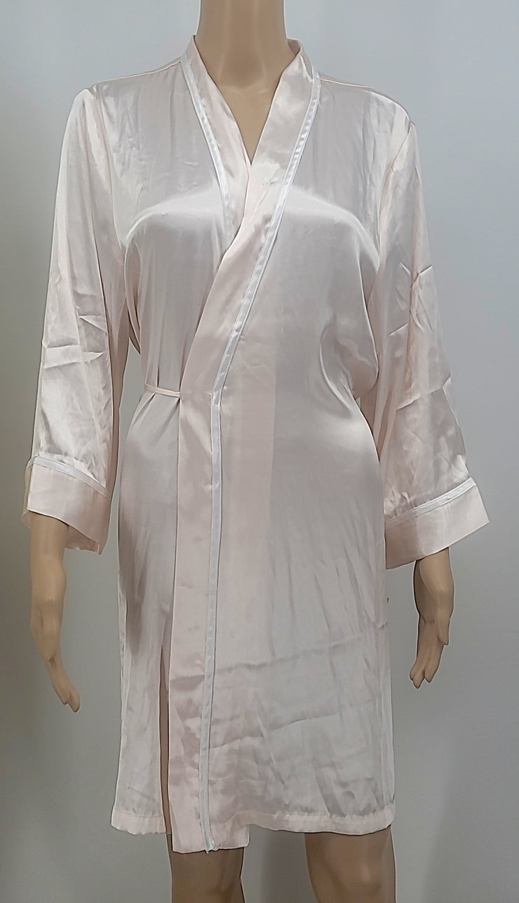 Linea Donatella Mom Lace Trim Embroidered Wrap Robe, Size Large