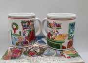 Signature Houseware Vintage Victorian Santa Christmas Coffee Mugs 11oz