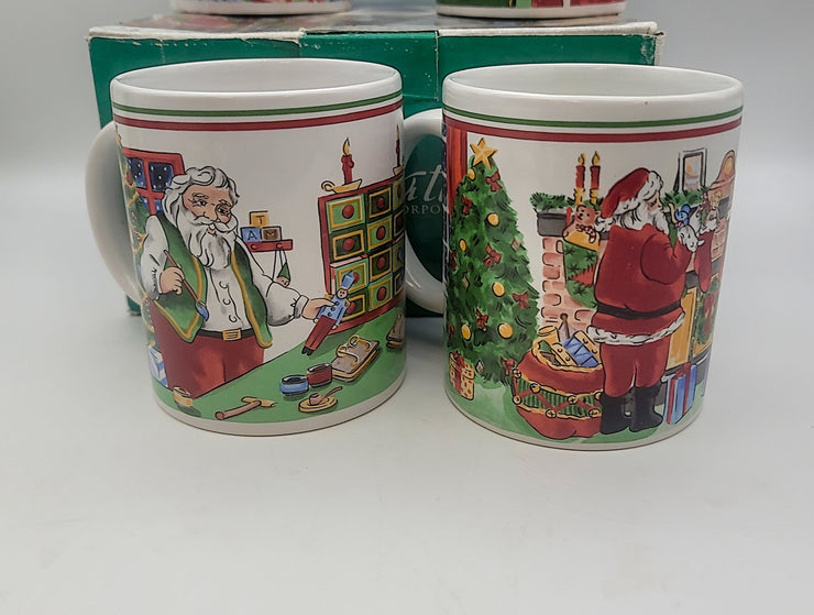Signature Houseware Vintage Victorian Santa Christmas Coffee Mugs 11oz