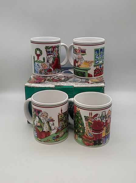 Signature Houseware Vintage Victorian Santa Christmas Coffee Mugs 11oz