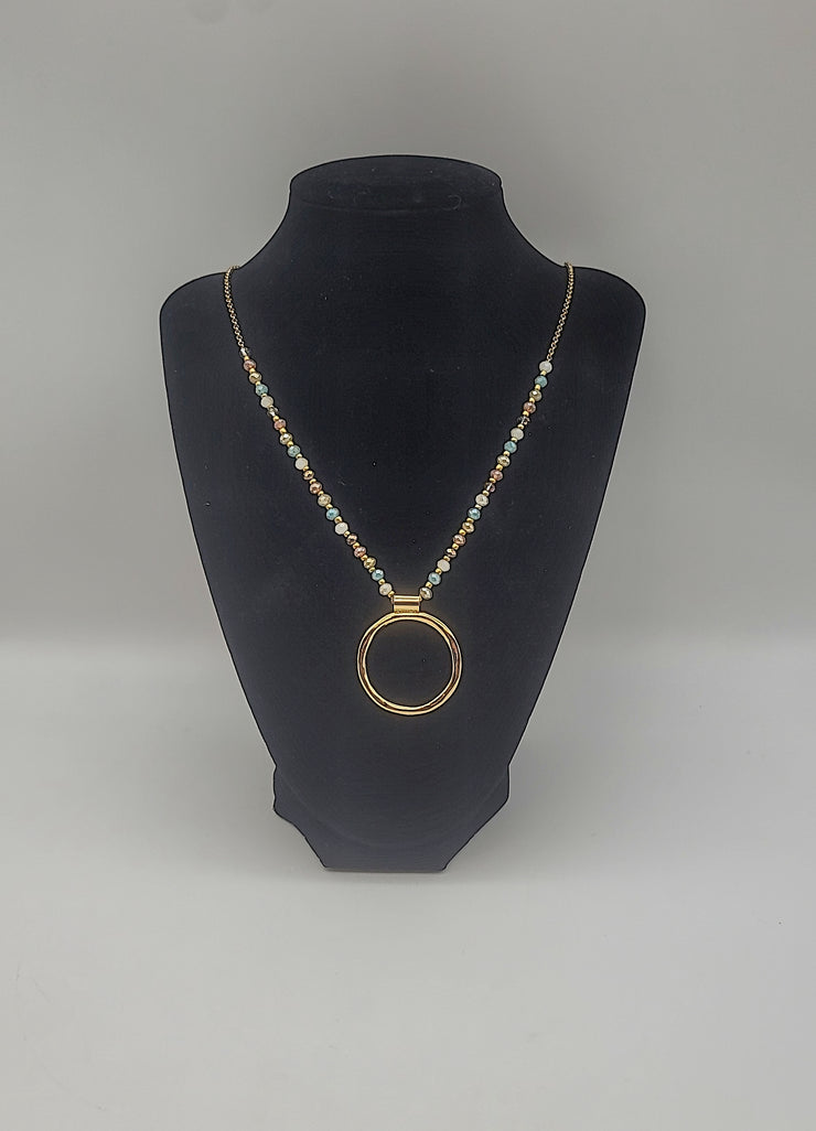 Style and Co Multi-Bead and Chain Round Circle Necklace