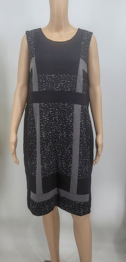 Chicos Ponte Pieced Jacquard Jessa Sheath Dress, Size L/14
