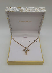 Charter Club Gold-Tone Pave Crystal Cross Pendant Necklace