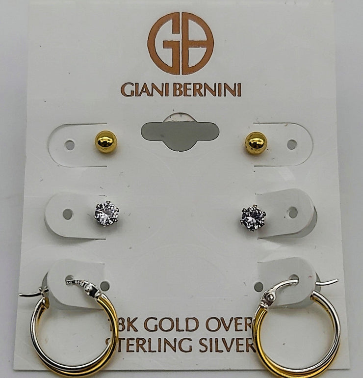 Giani Bernini 3-PC. Set Small Hoop and Ball Stud Earrings in Sterling Silver