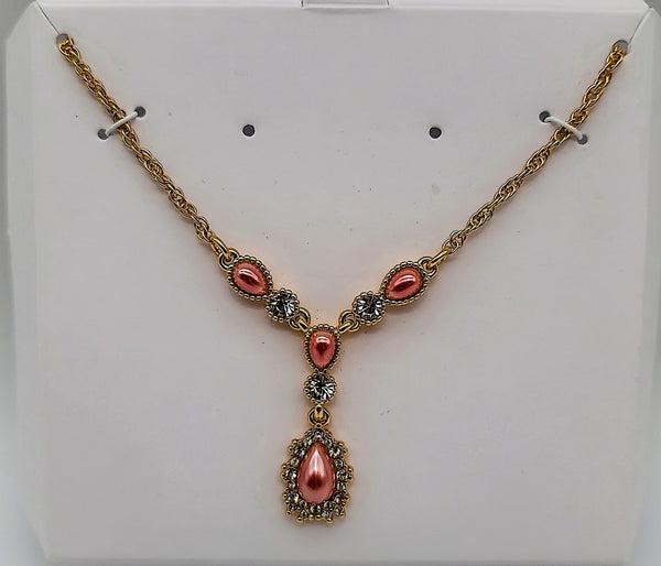 Charter Club Gold-Tone Crystal, Stone Teardrop Pendant Necklace