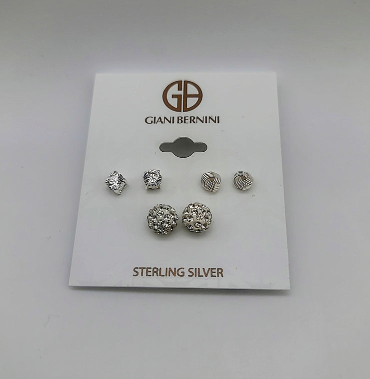 Giani Bernini Sterling Silver 3-Pc. Set Cubic Zirconia Stud  Earrings