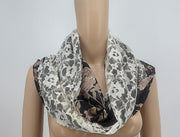 Womens Stylish Lace Floral Print Infinity Hobo Scarf