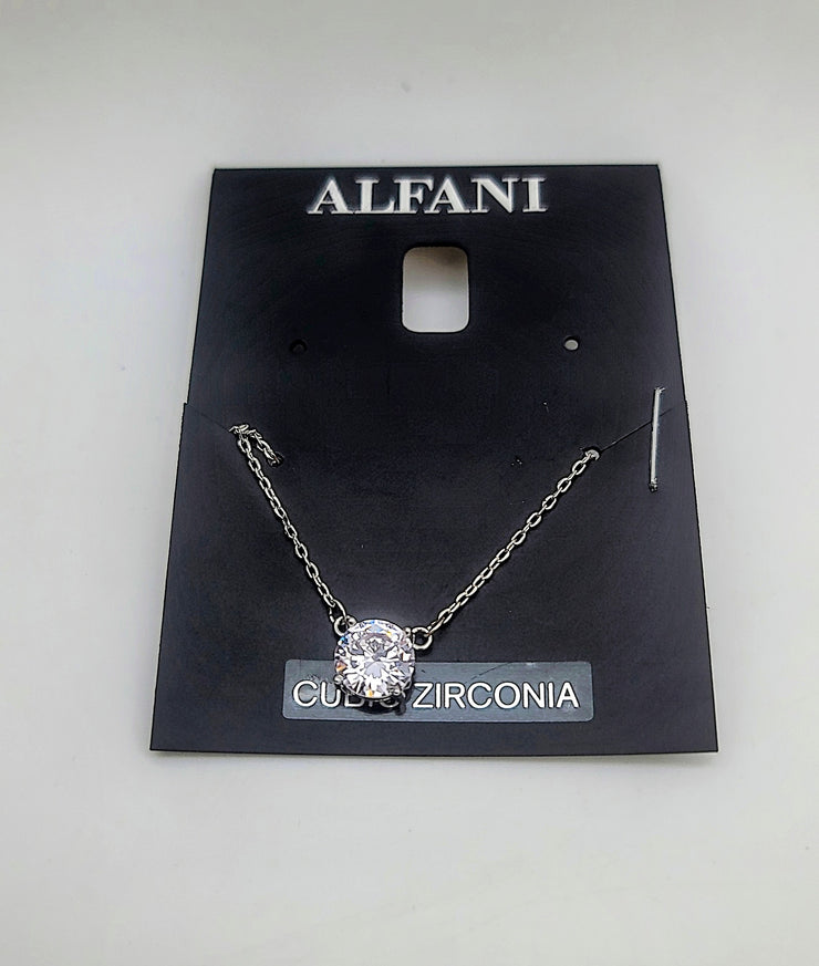 Alfani Silver-Tone Cubic Zirconia Pendant Necklace