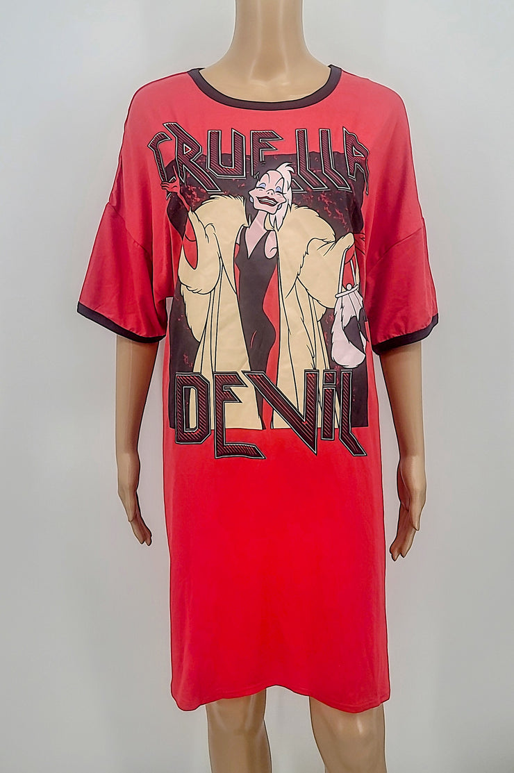 Disney Cruella De Vil Sleep Shirt Nightgown – Red, Size XL