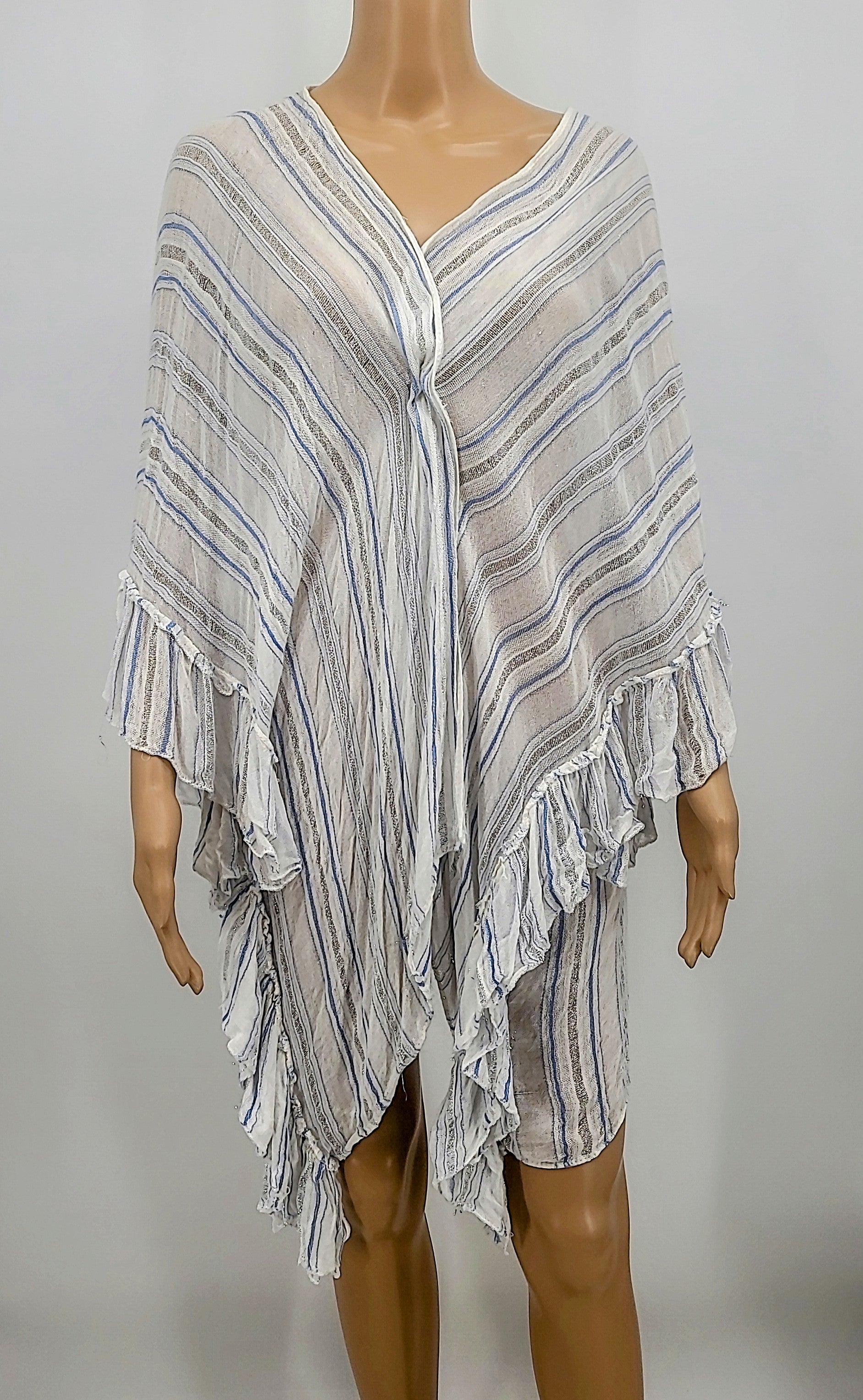 I.N.C. Striped Ruffle Cover-Up, One Size
