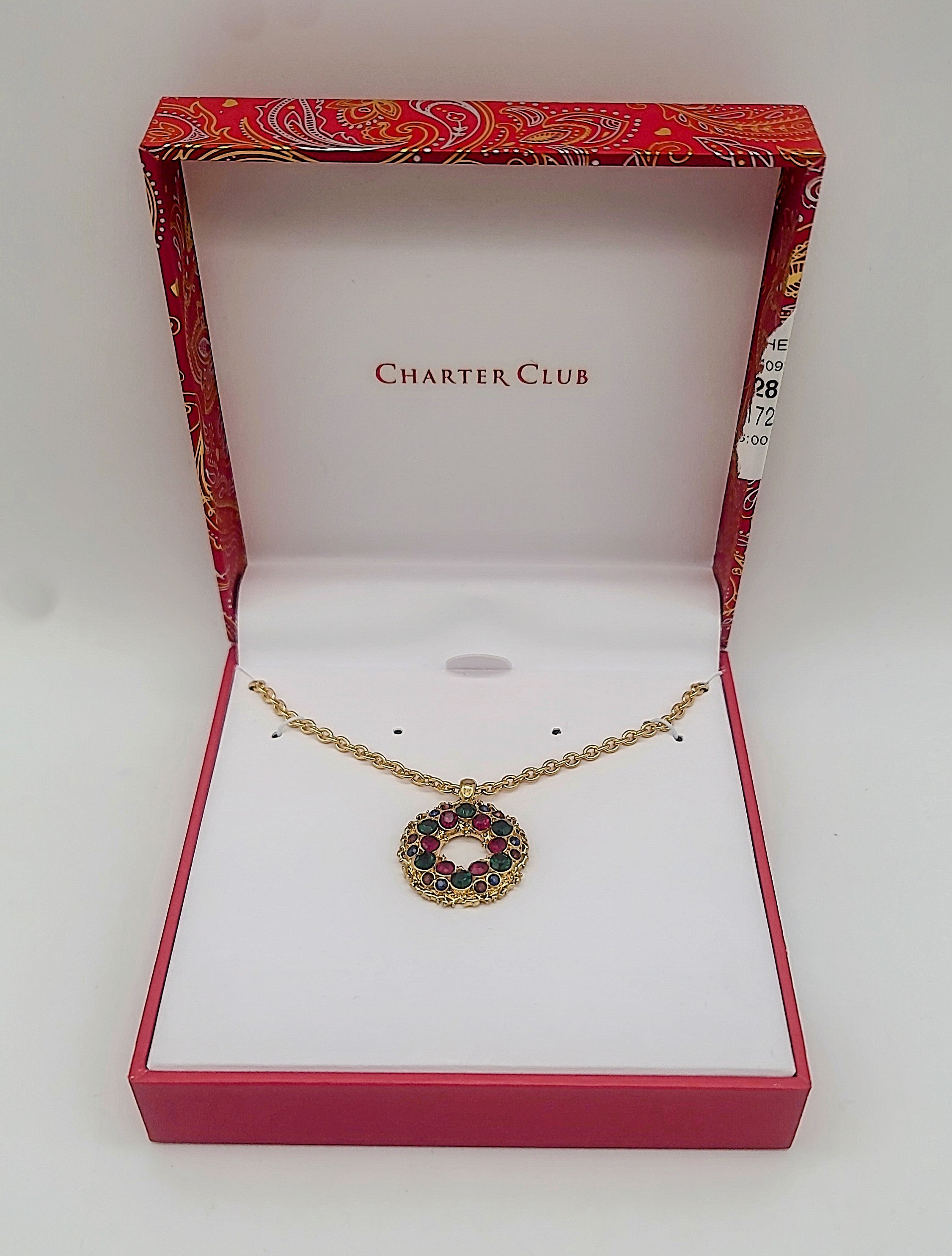 Charter Club Gold-Tone Crystal Wreath Pendant Necklace