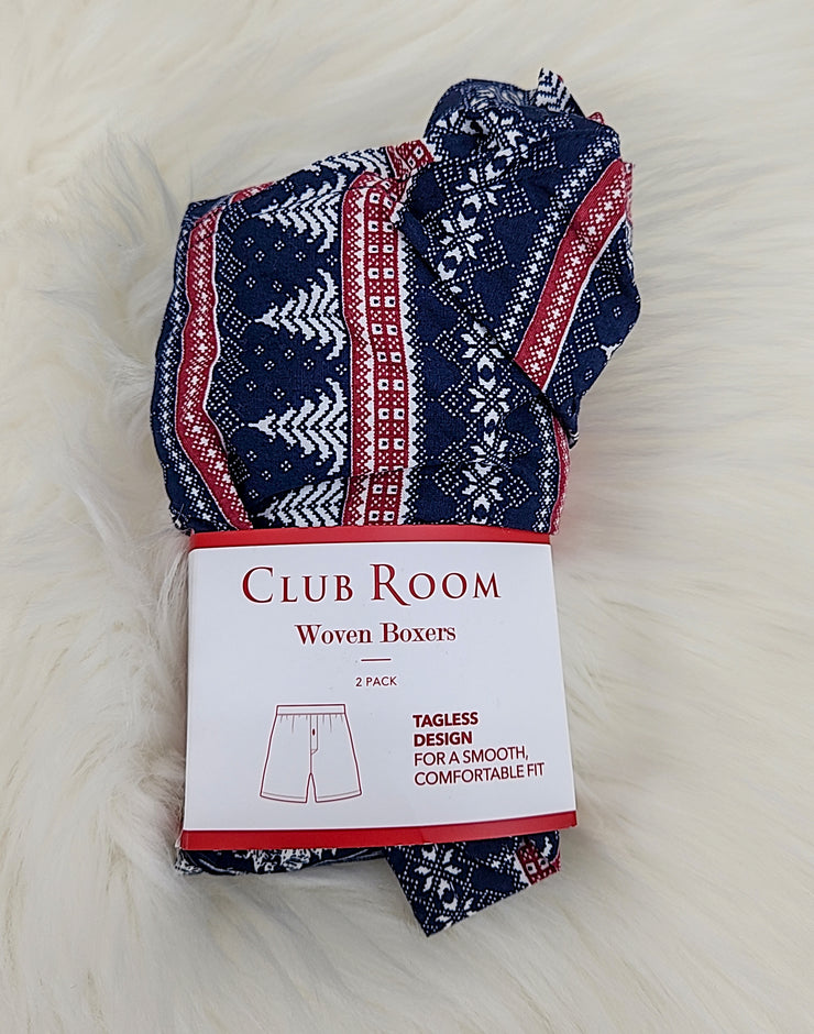 Club Room Mens 2-Pk. Holiday Printed Cotton Boxers, Choose Sz/Color