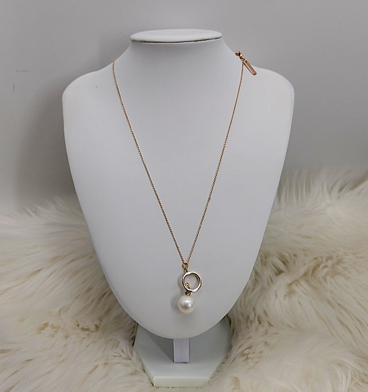 Inc International Concepts Imitation Pearl and Pave Circle Lariat Necklace
