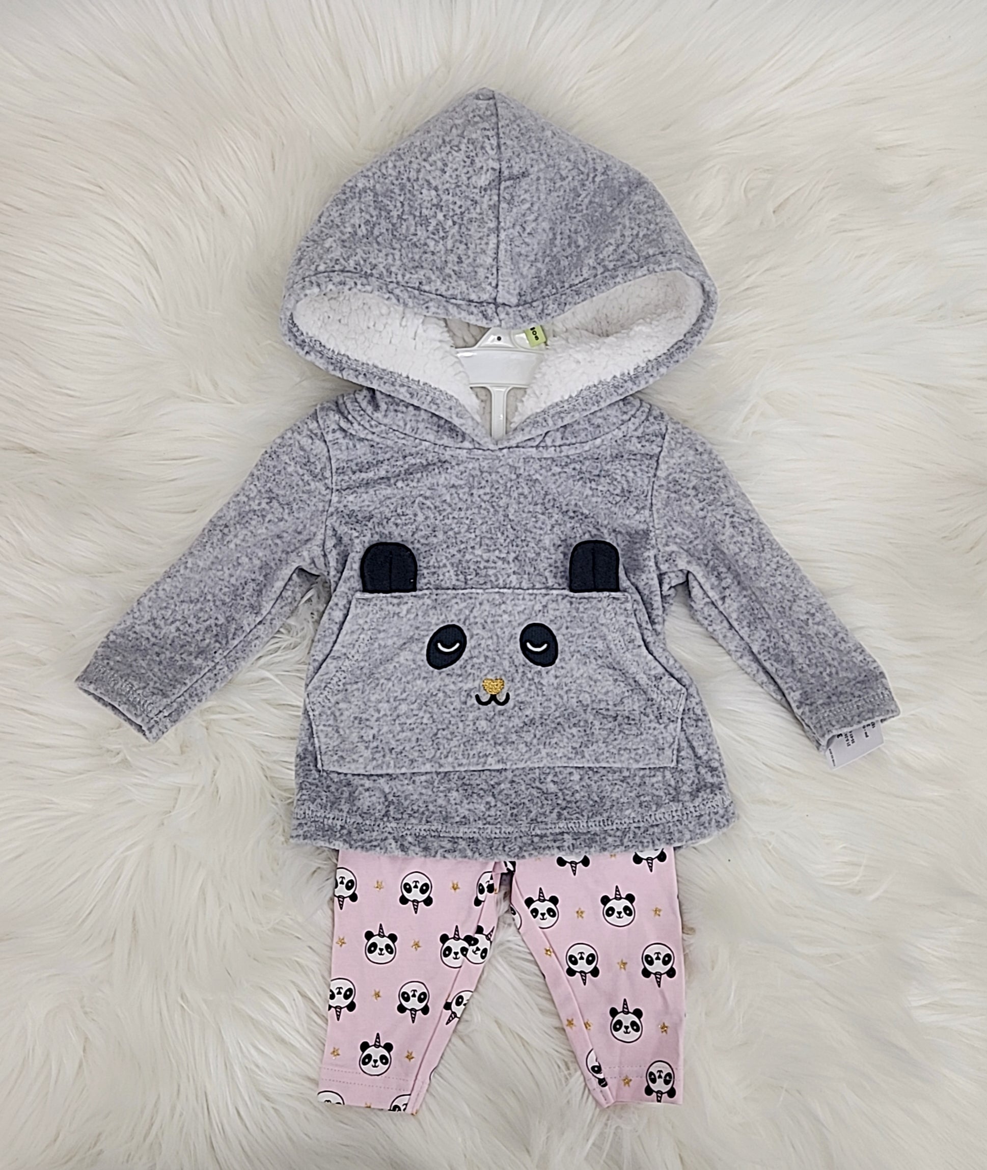 Carter's Baby Girls 2-Pc. Faux-Velboa Hoodie & Print Leggings