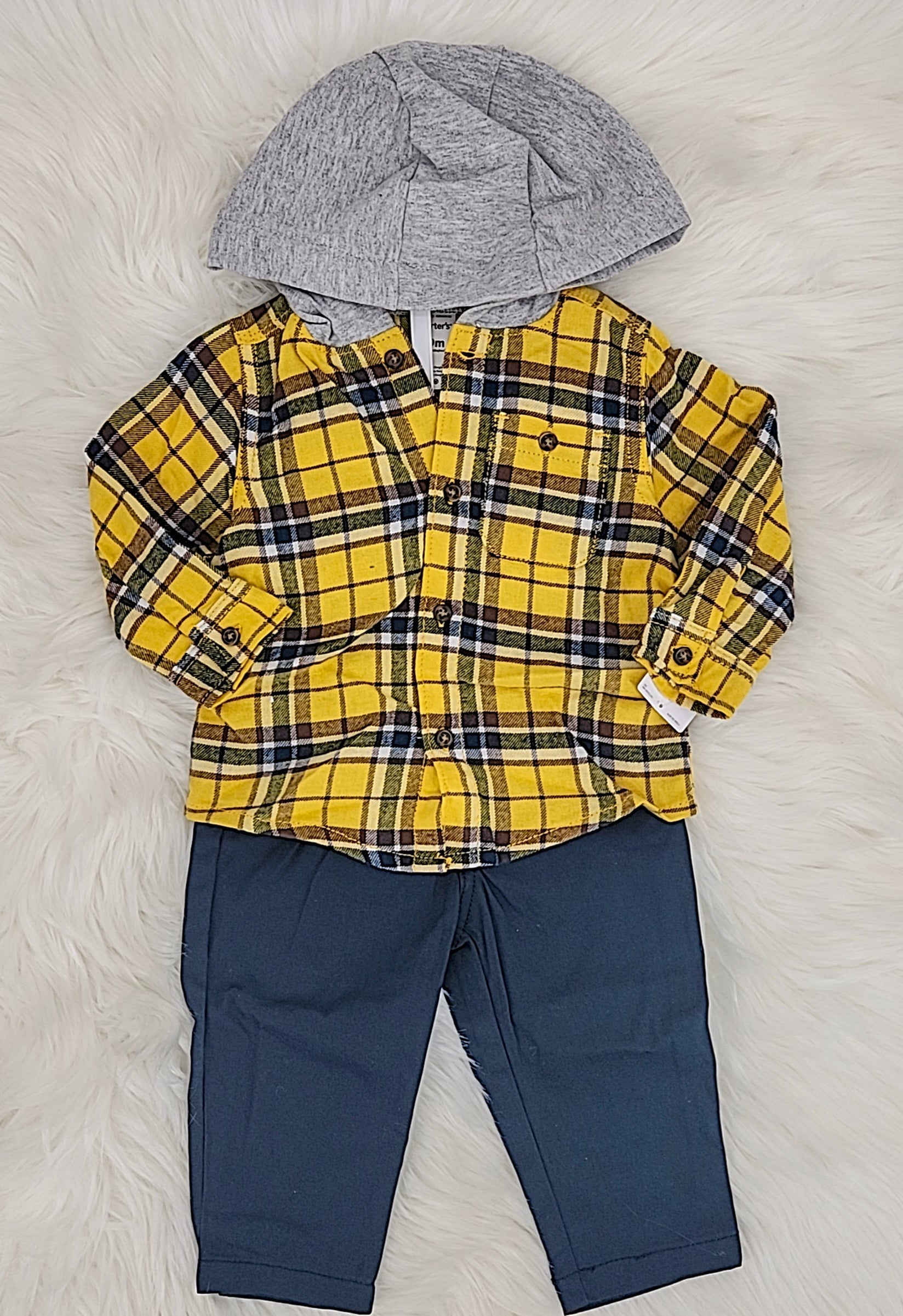 Carter's Baby Boys 2-Pc. Plaid Flannel Shirt and Canvas Pants