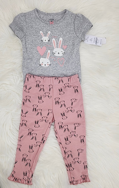 Carters Baby Girls 2-Pc. Bunny Bodysuit and Leggings Cotton Set