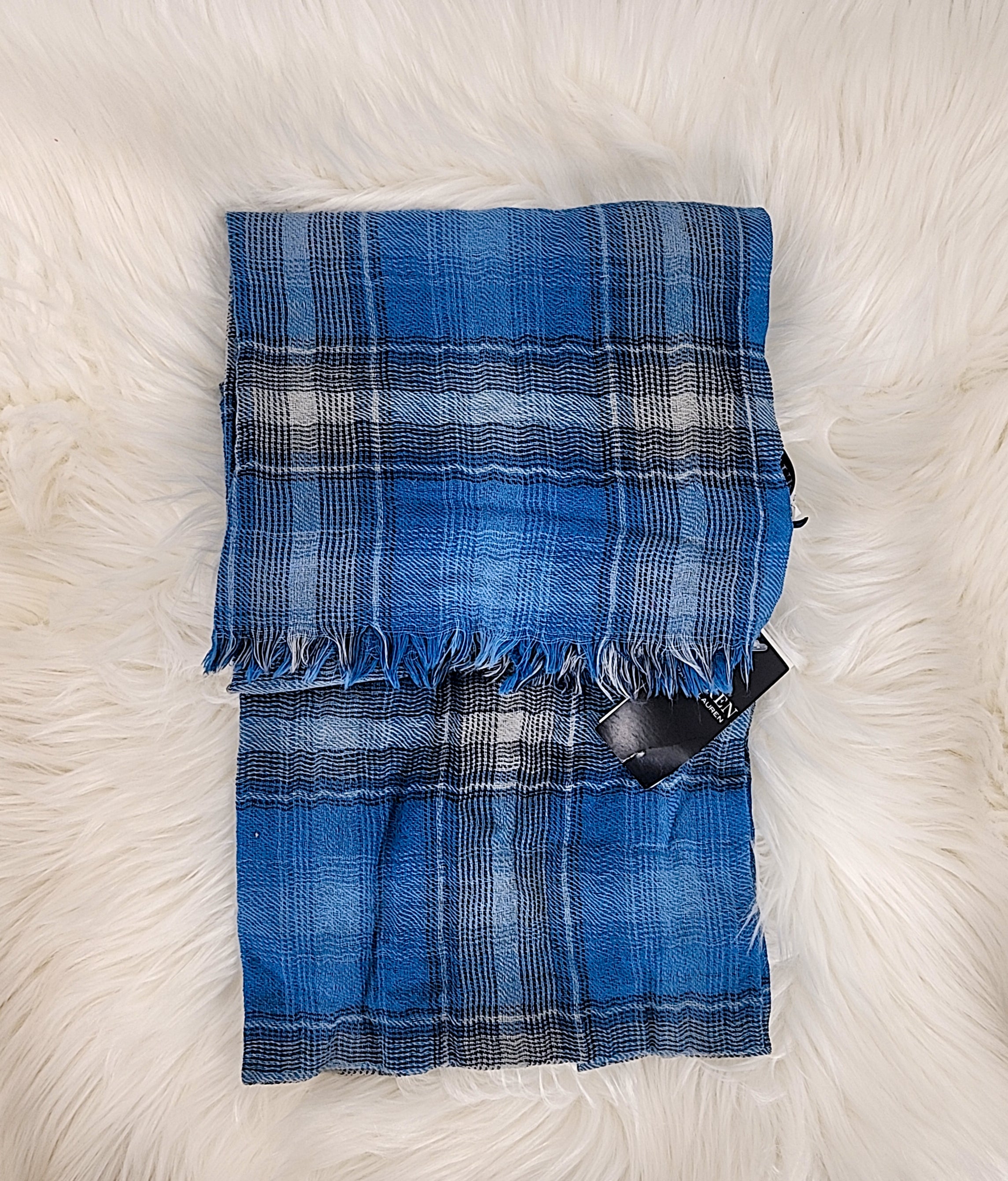 Lauren Ralph Lauren Vintage Plaid Wool Scarf, OS