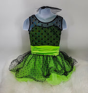 Weissman Girls Dance Costume Lime Green Black w/Headband Size 3