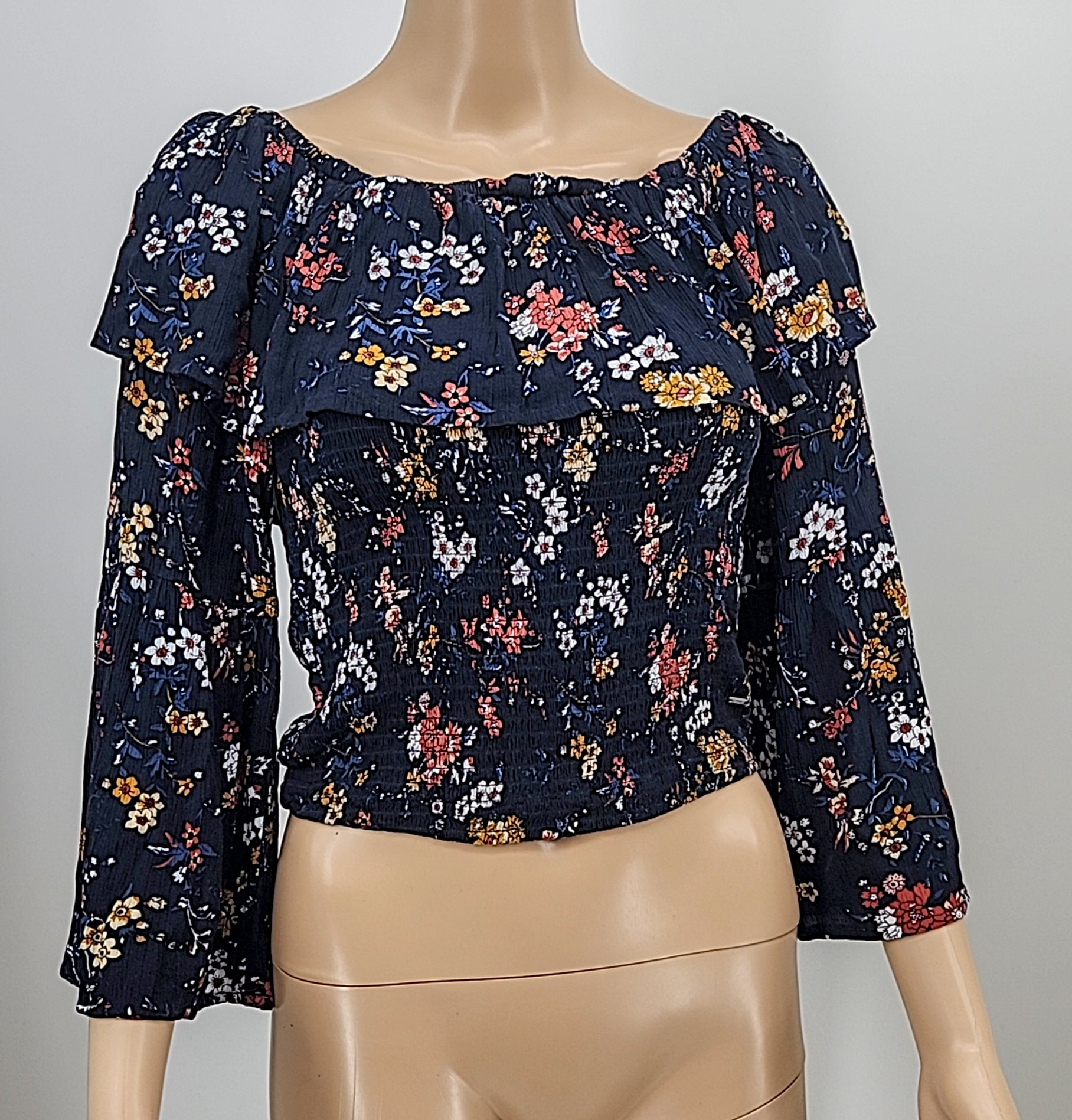 Only 36 Brave Soul Ashley off Shoulder Blouse in Floral Print, Size 6