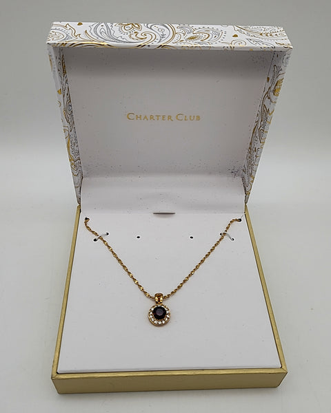 Charter Club Gold-Tone Crystal Halo Pendant Necklace