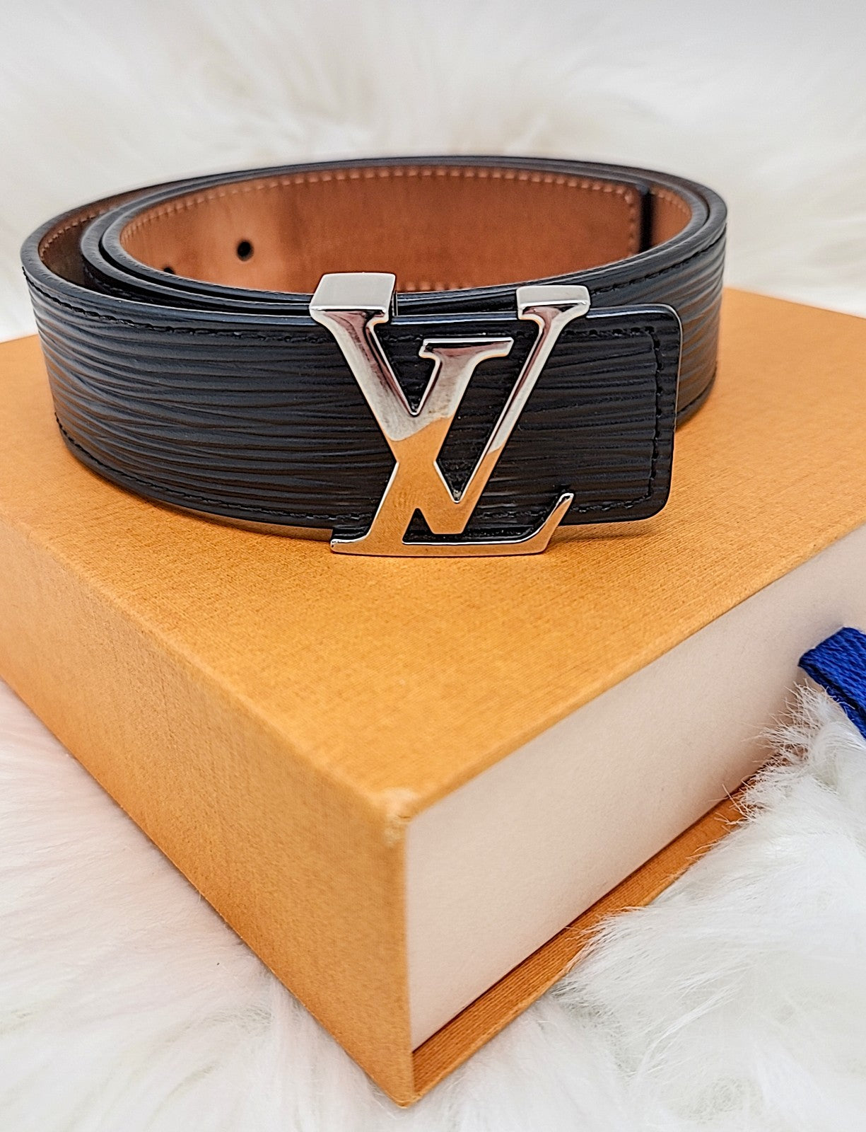 Louis Vuitton Black Perforated Monogram Mahina Leather Belt 95/38 at 1stDibs