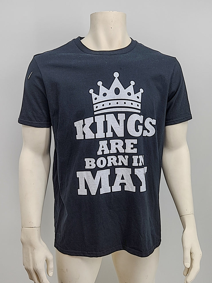 Kings Are Born in May Mens T-Shirt Size Large