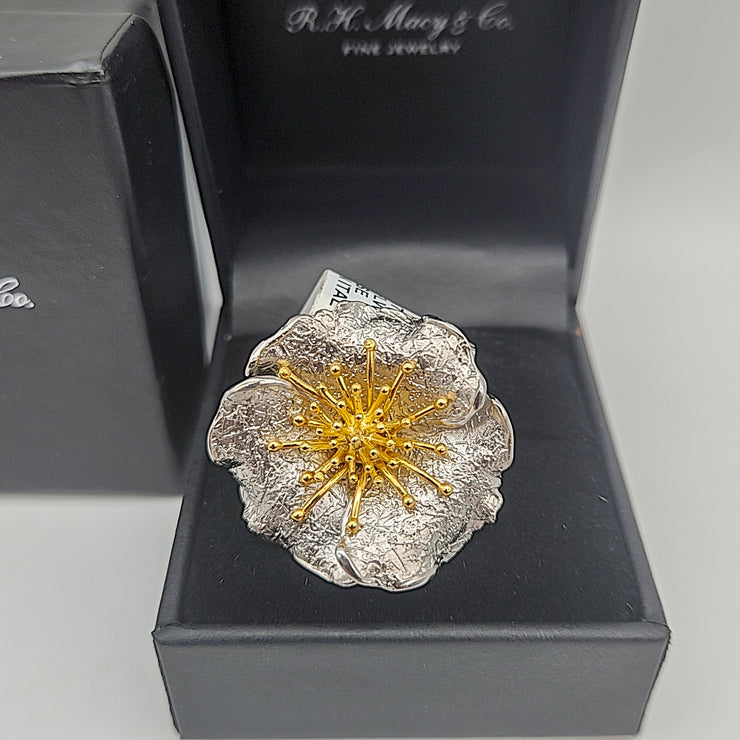 Giani Bernini Two-Tone Hibiscus Flower Statement Ring, Size 7