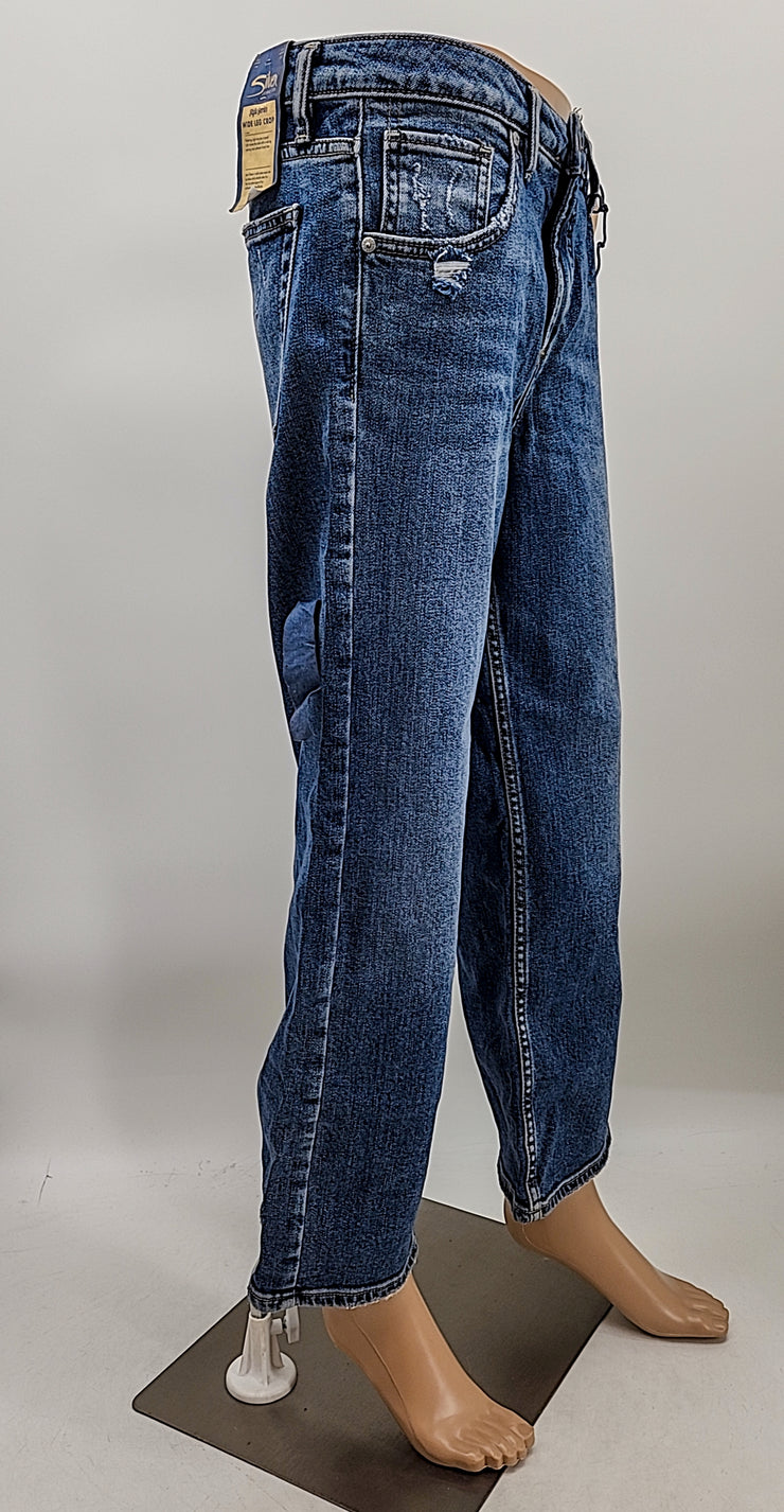 Silver Jeans Co. Blue Womens High-Rise Crop Wide-Leg Jeans,28x25/Blue