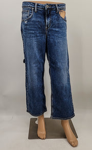 Silver Jeans Co. Blue Womens High-Rise Crop Wide-Leg Jeans,28x25/Blue