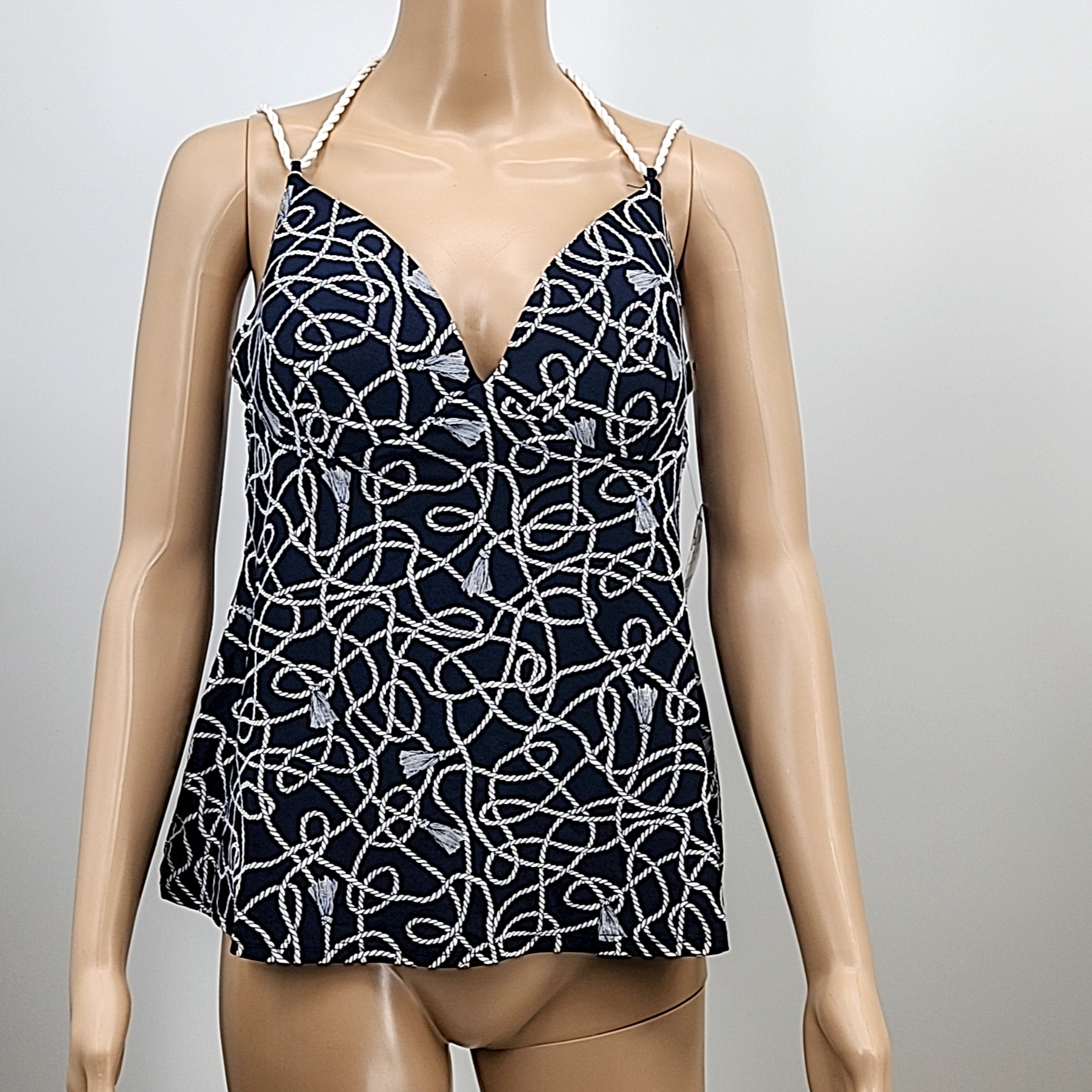 Ralph Lauren Beach Club Nautical Tankini Top, Size 12