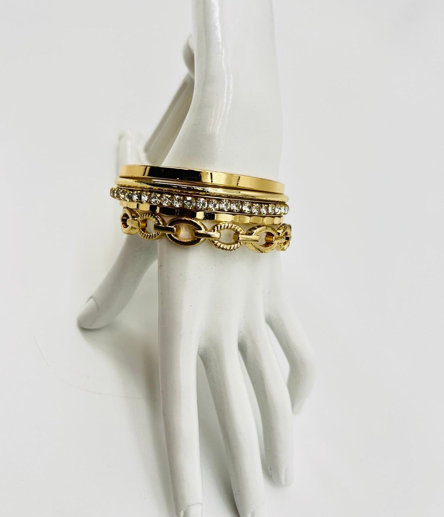 I.n.c. Gold-Tone Crystal Enhanced Multi-Bangle Bracelet