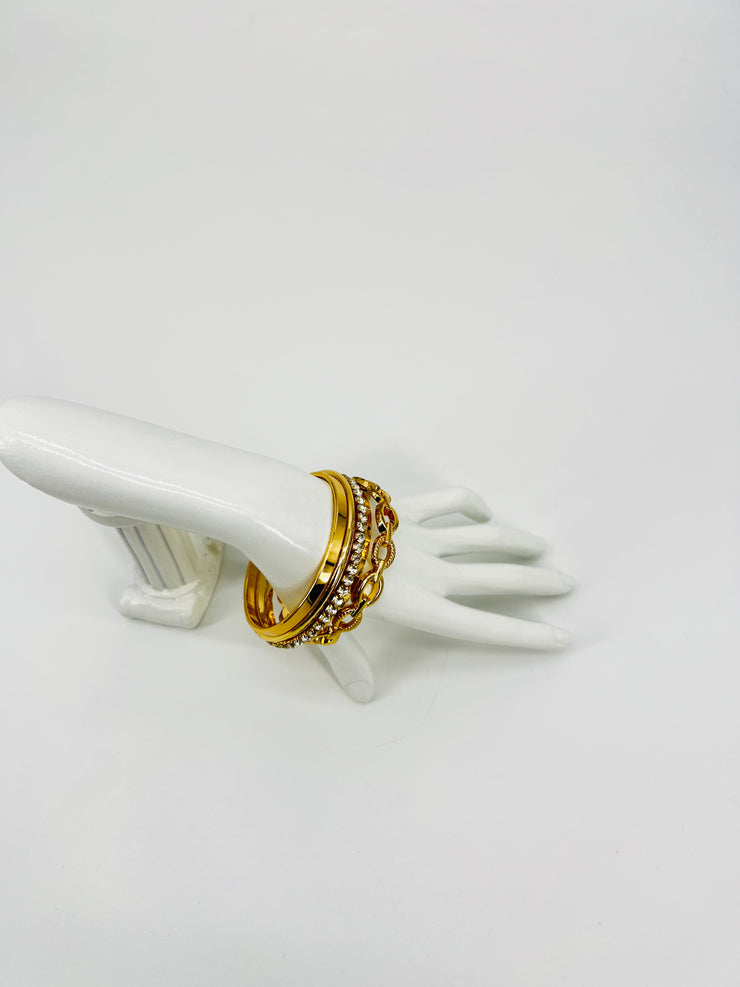I.n.c. Gold-Tone Crystal Enhanced Multi-Bangle Bracelet