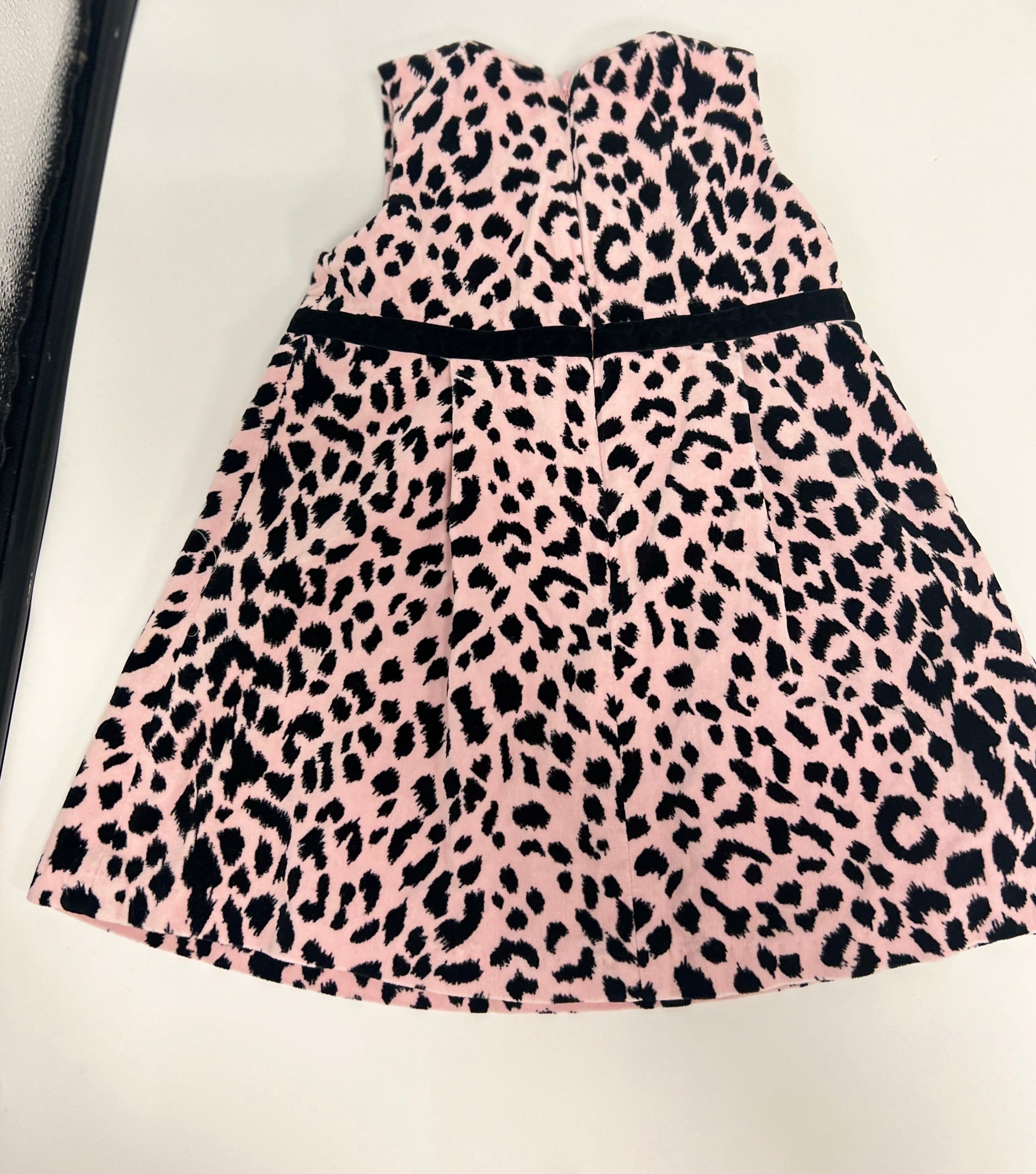 Old Navy Pink Black Leopard Print Velvety Dress Size12-18 Months