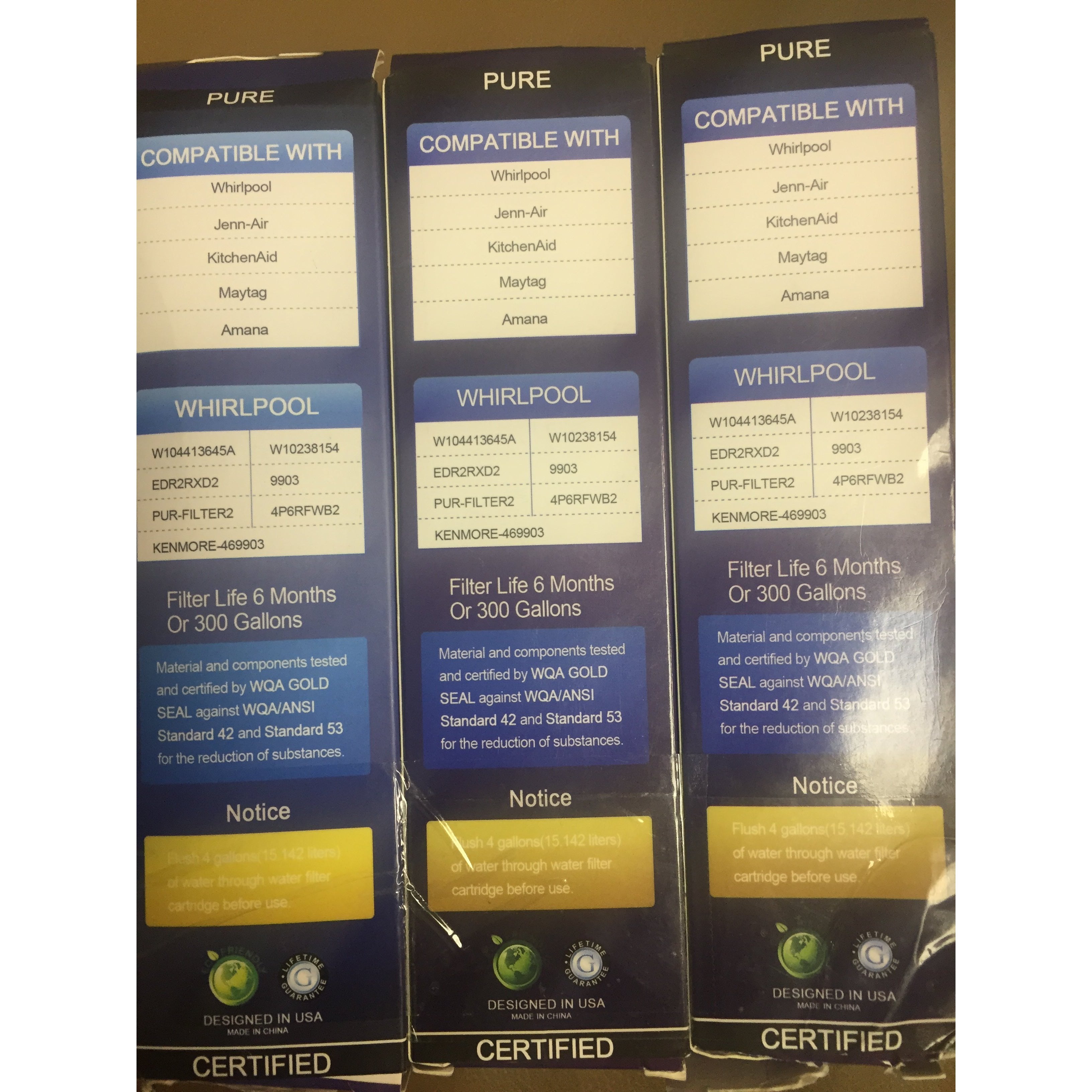 Colpure 3 packs Refrigerator Water Filter, 3PCS, Blue, 23